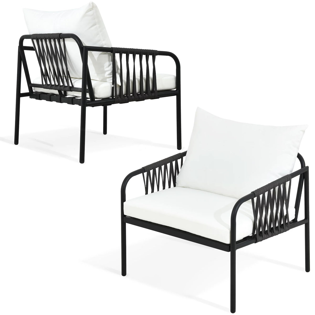2PC White Rattan Wicker Outdoor Armchair Bistro Set R39291