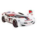 White Wood Twin Race Car Bed I560030