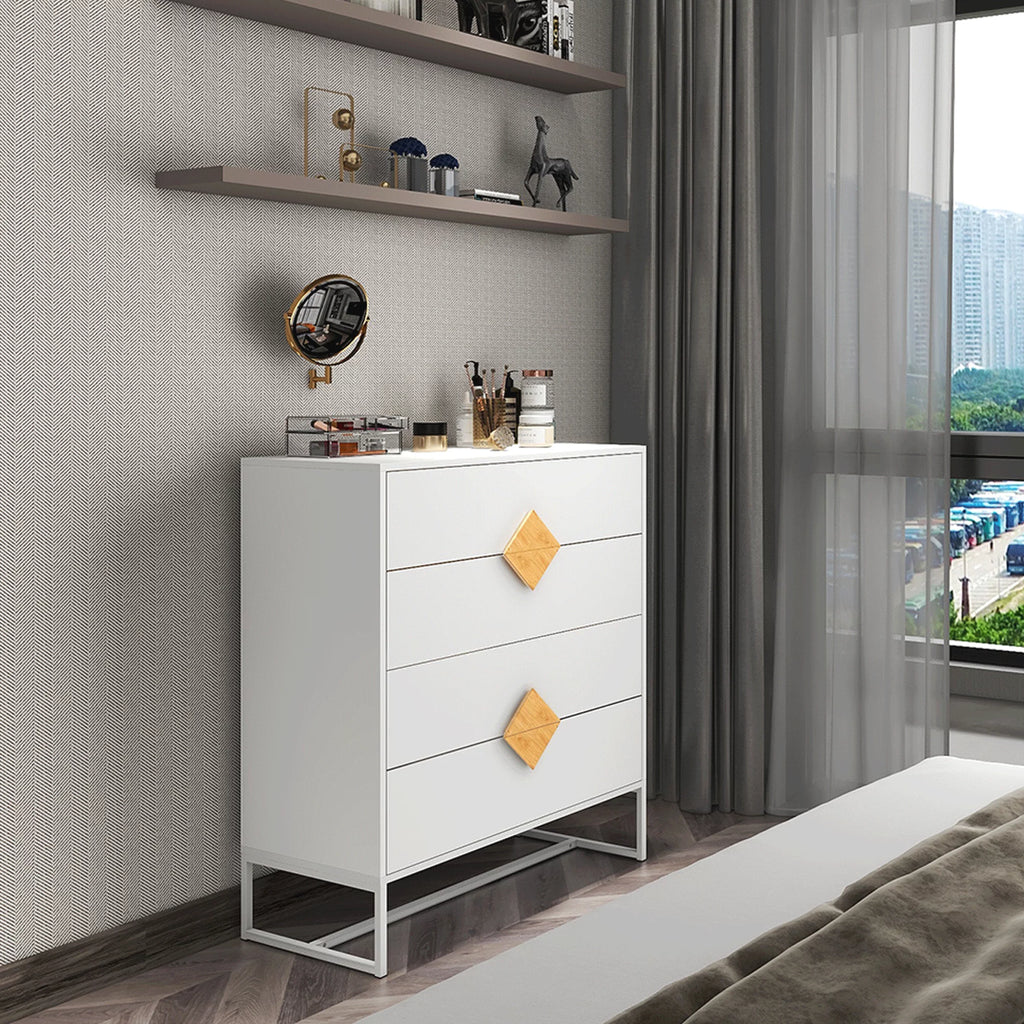 White 4 Drawer Wood Dresser G721