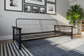 Full Size Metal Futon Frame with Espresso Wood Armrests X93379