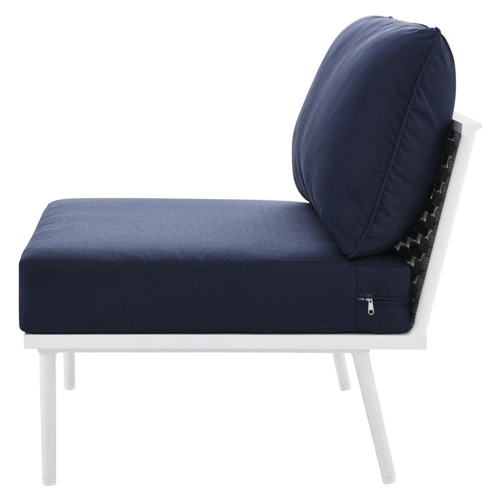 Navy White Aluminum Fabric Lounge Chair Z351