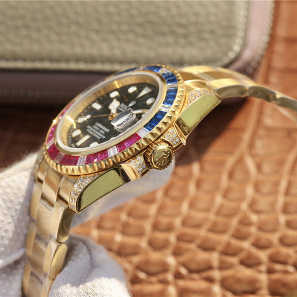 Golden Blue Red Diamond Black Dial 40mm N1938