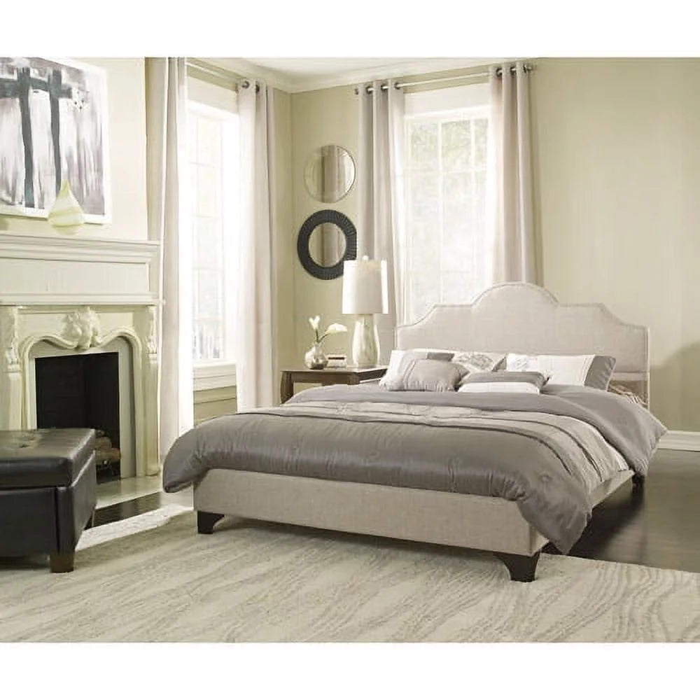 Upholstered Platform Bed with Nailhead Trim M2938