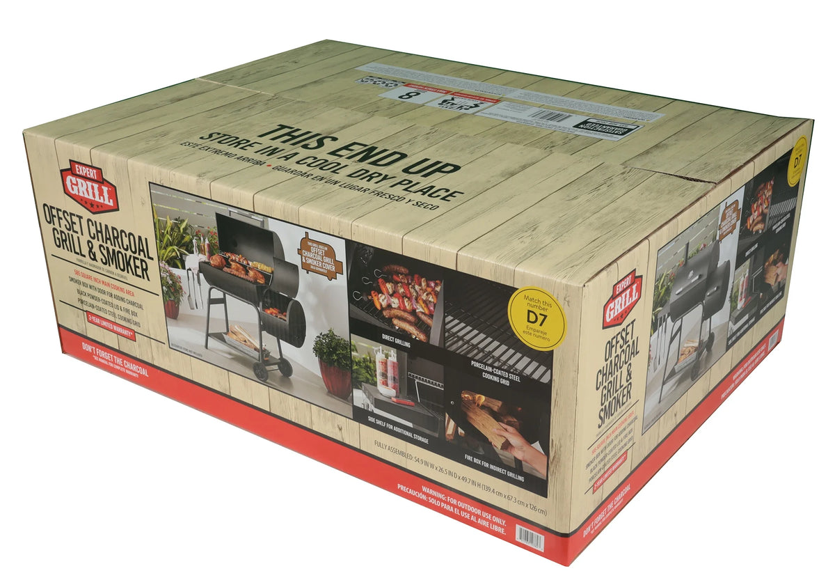28 Offset Steel Charcoal Smoker Grill with Side Firebox, Black G2779