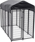 8ft x 4ft x 6ft Black Outdoor Dog Kennel with Cover V30774