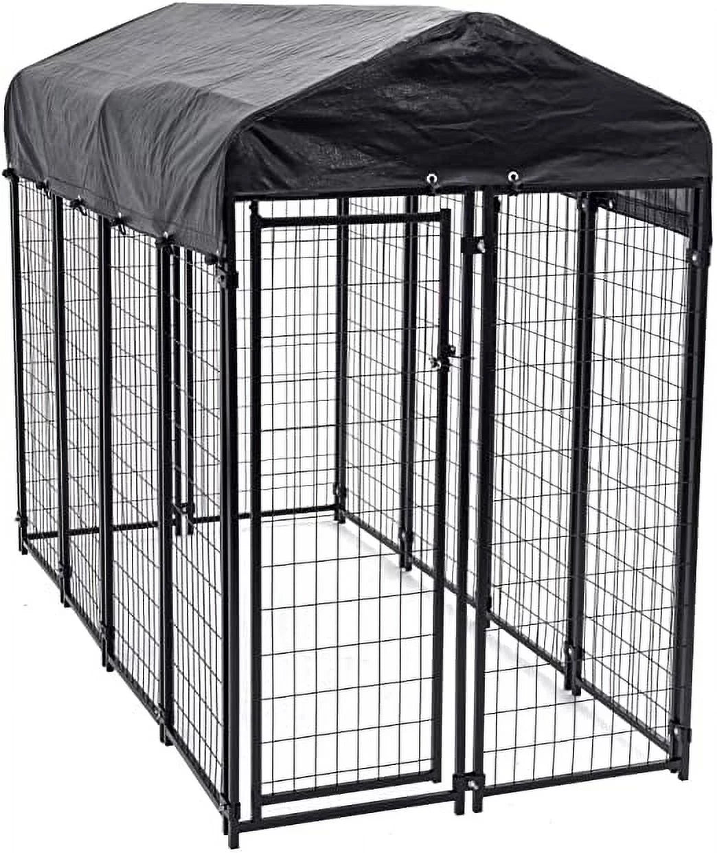 8ft x 4ft x 6ft Black Outdoor Dog Kennel with Cover V30774