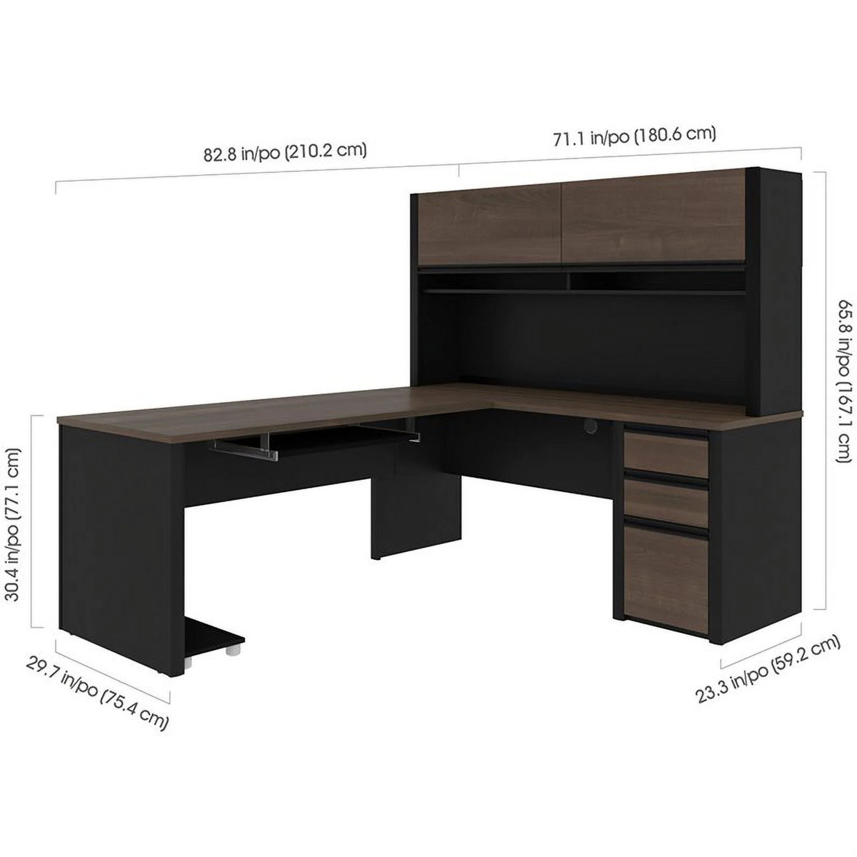 5 Piece L Shaped Computer Desk with Hutch L978