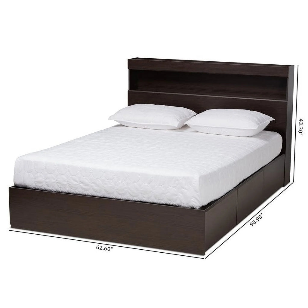 Queen Size 6 Drawer Wood Platform Storage Bed E179