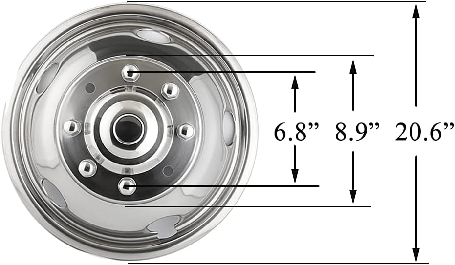 4pc 19.5inch Polished Stainless Steel Dually Wheel Simulators K93956