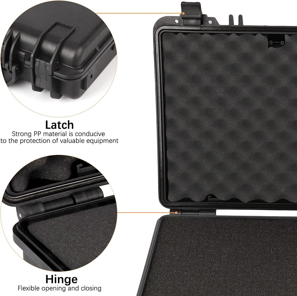 Black Waterproof Hard Camera Case with Foam Insert H6179