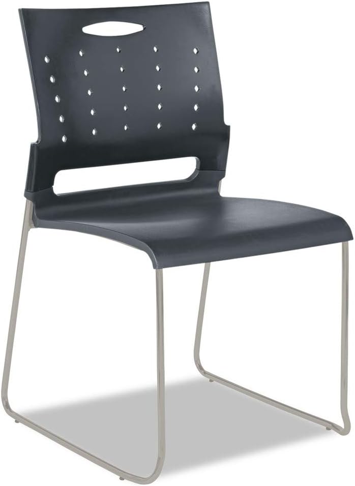 Charcoal Gray Perforated Back Stacking Chairs O8954