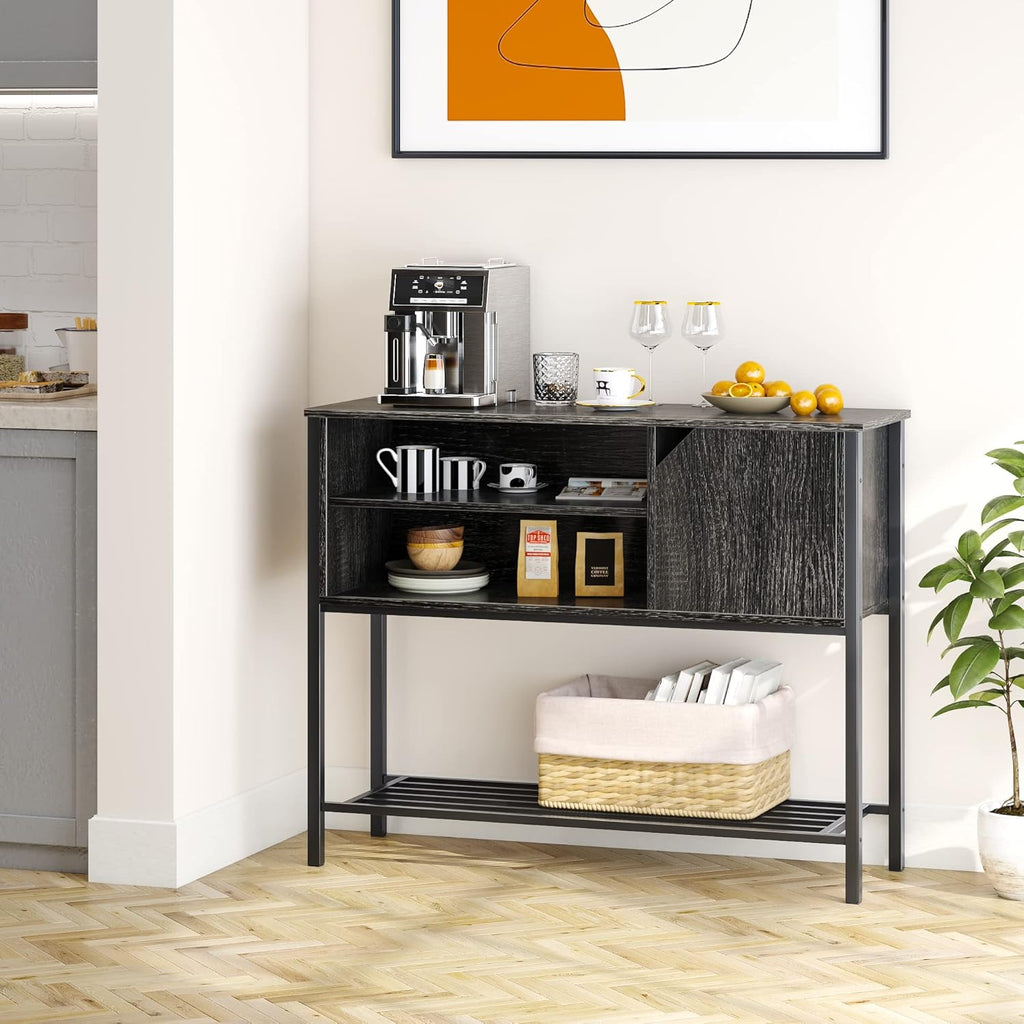 Rustic Brown Kitchen Sideboard with Adjustable Shelves Q8570