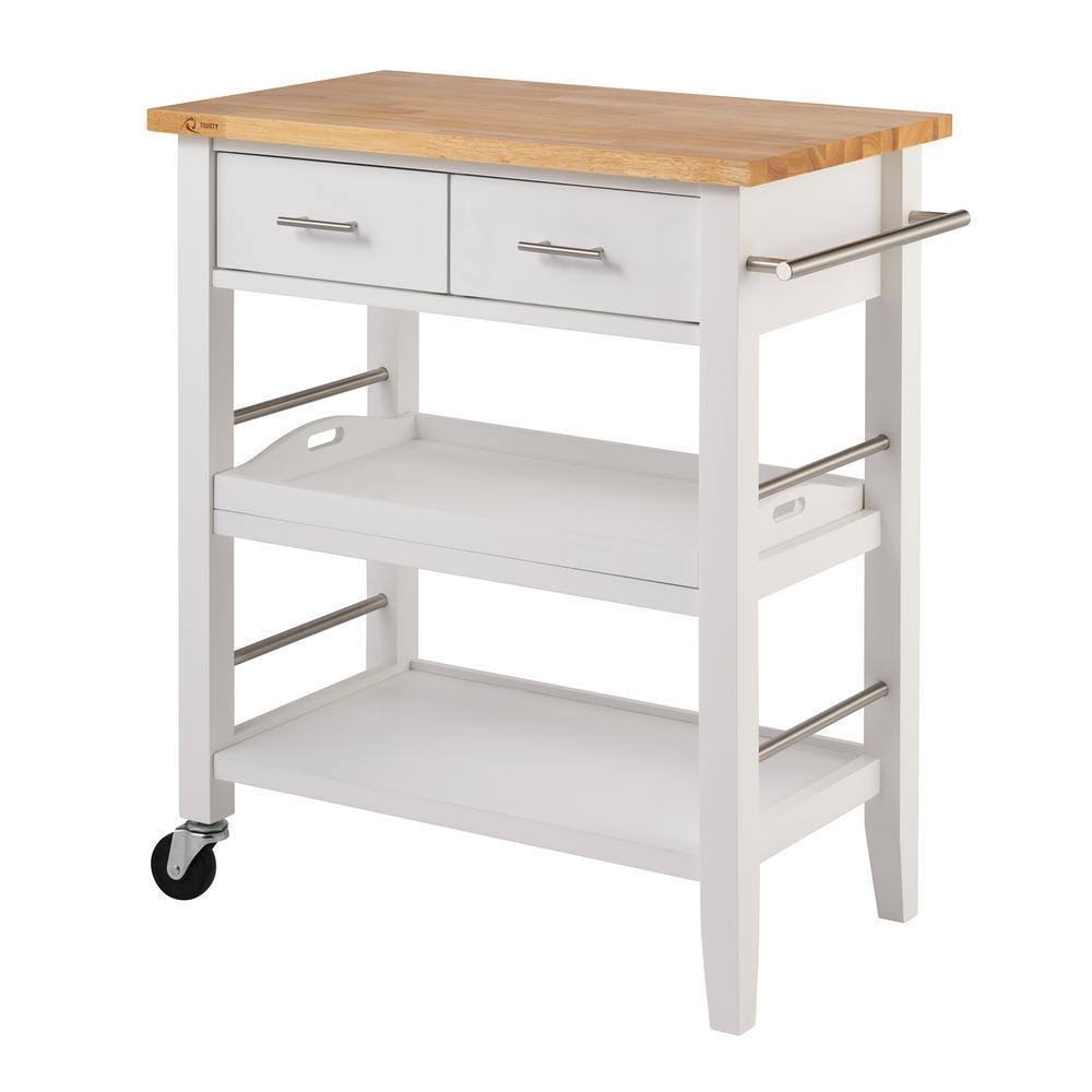 White Wood Kitchen Cart with Drawers K75021