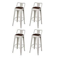 Antique Red Low Back Metal Stool with PU Leather Seat Set of 4 C35354