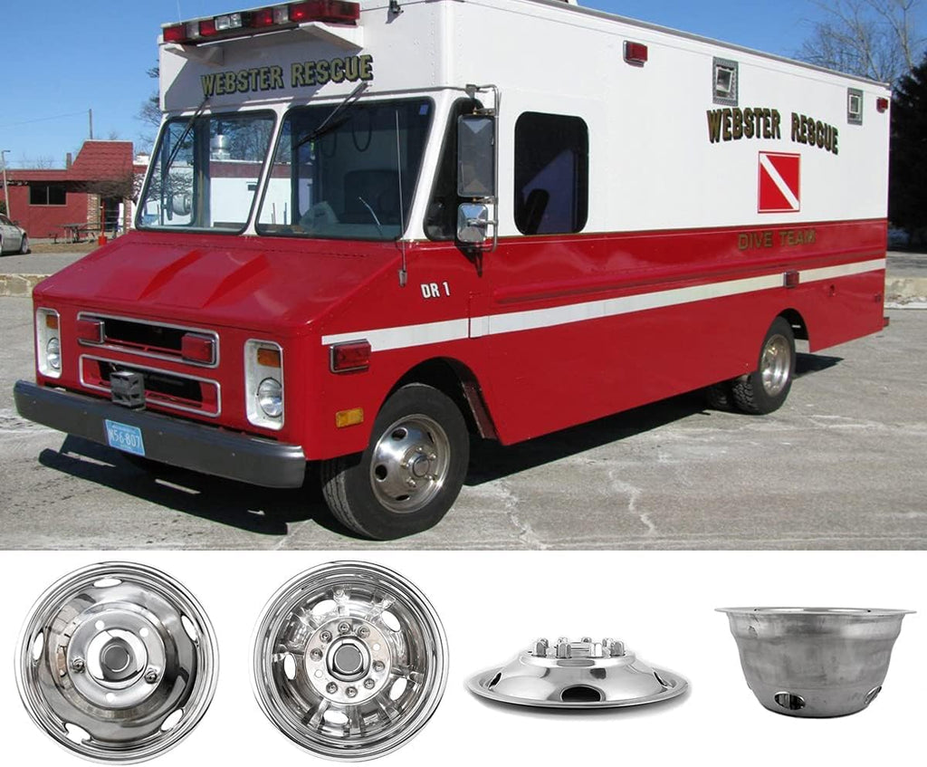 4pc 19.5inch Polished Stainless Steel Dually Wheel Simulators K93956