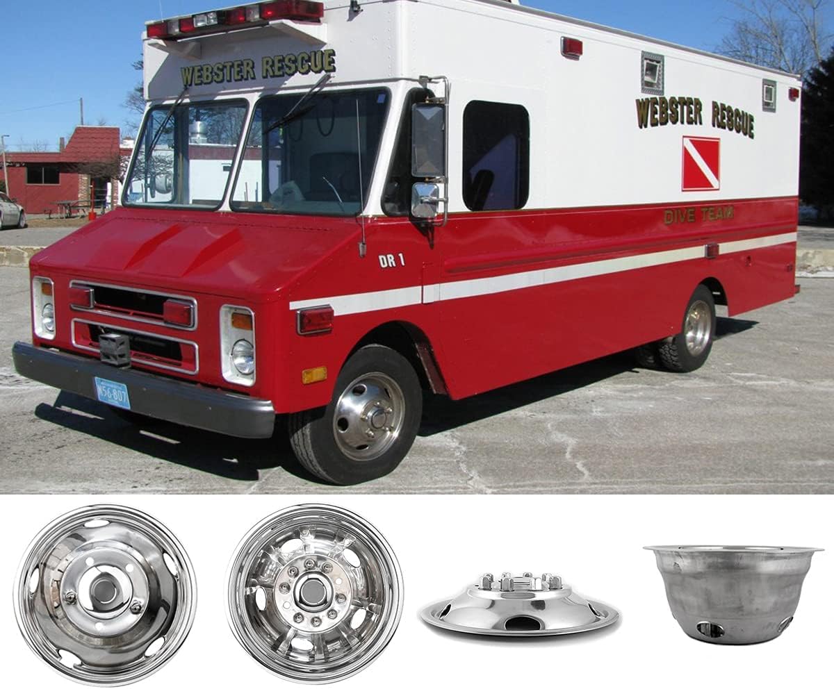 4pc 19.5inch Polished Stainless Steel Dually Wheel Simulators K93956