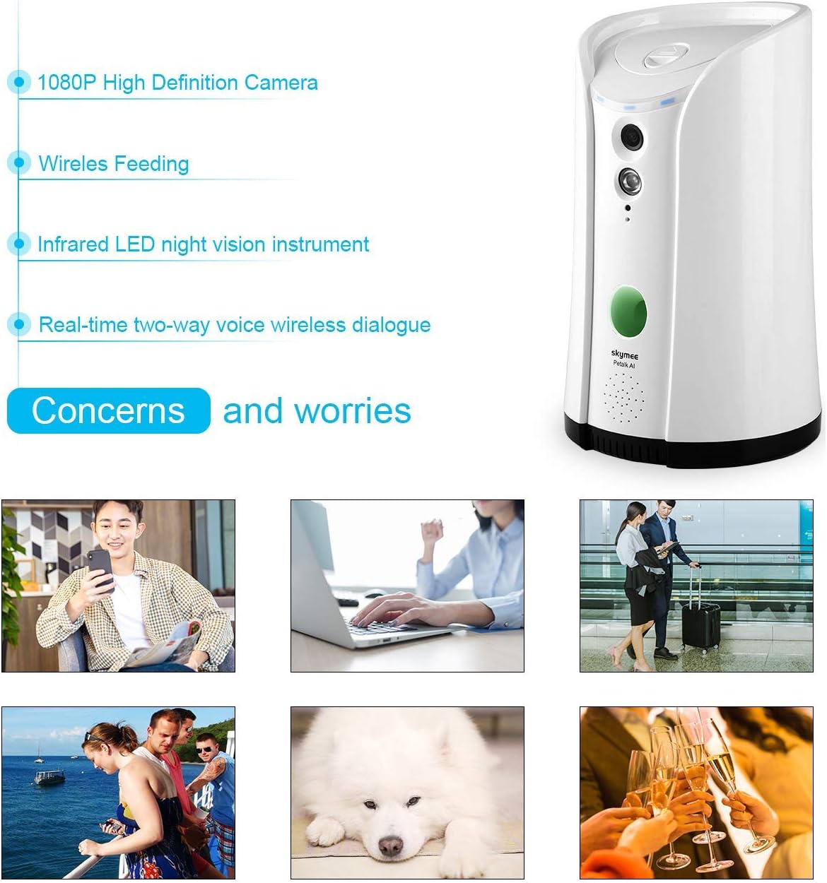 WiFi Remote Pet Camera with 180° PTZ and Night Vision F988734