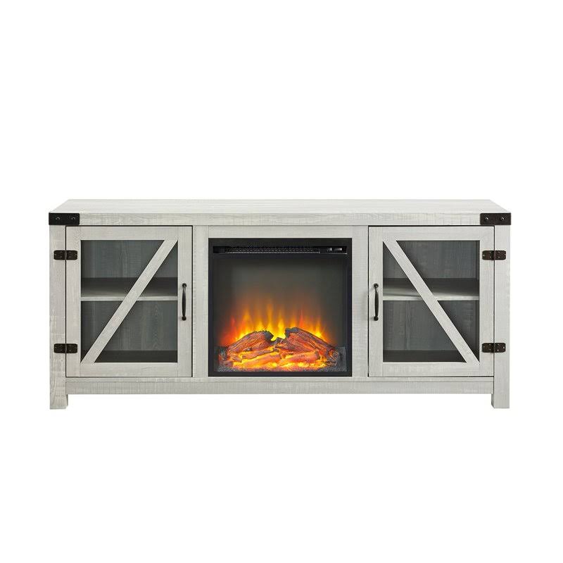 Glass Door Fireplace Console D1123