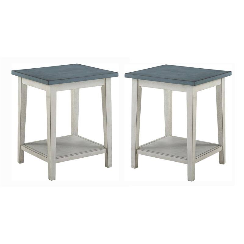 Blue Wood 1-Shelf Side Table Set of 2 M57286