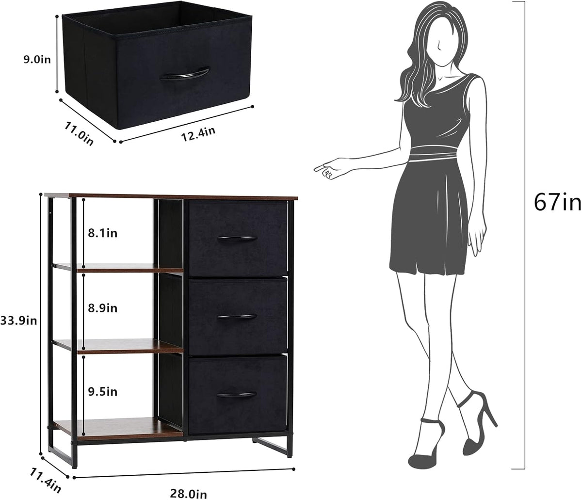 3 Drawer Dresser with Shelves L583806