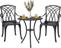 3 Piece Cast Aluminum Patio Bistro Set with Umbrella Hole U62789