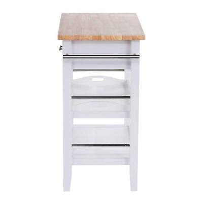 White Wood Kitchen Cart with Drawers K75021