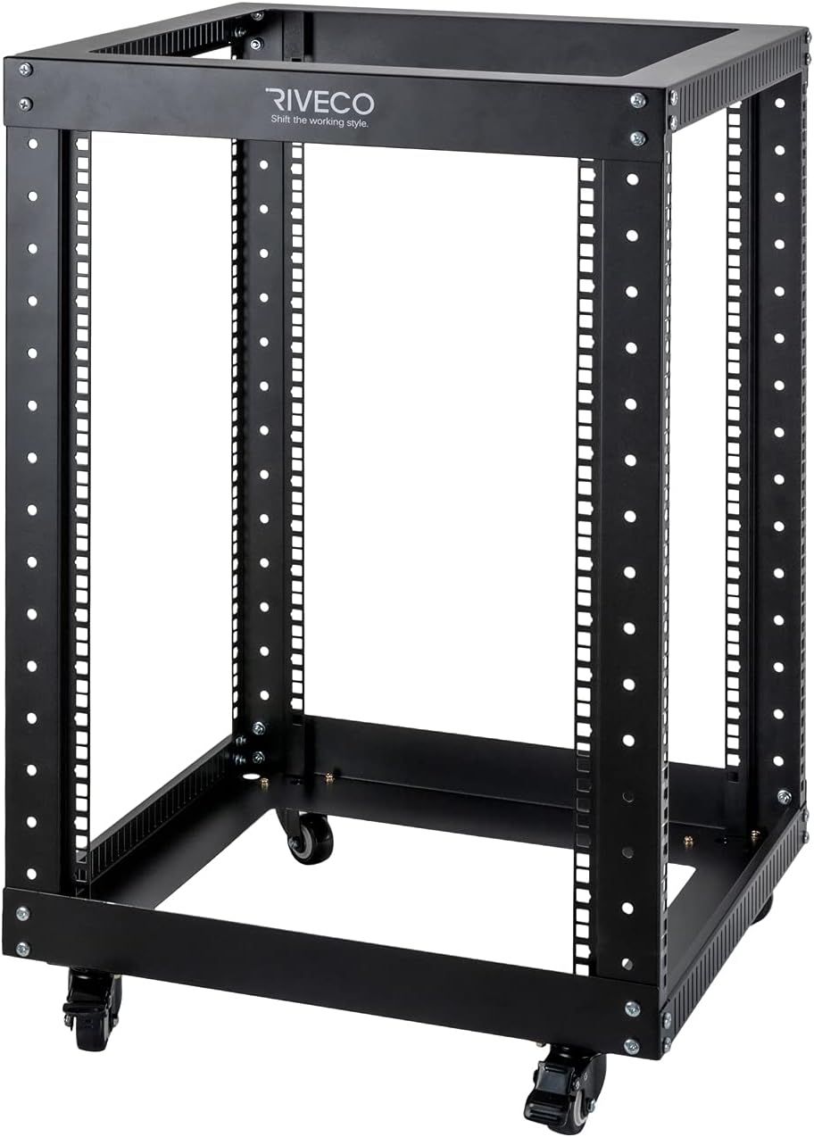 9U Open Frame Server Rack with Casters Black J218269
