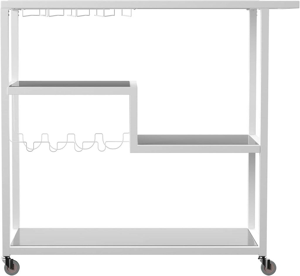 White Bar Cart with Wheels C52594