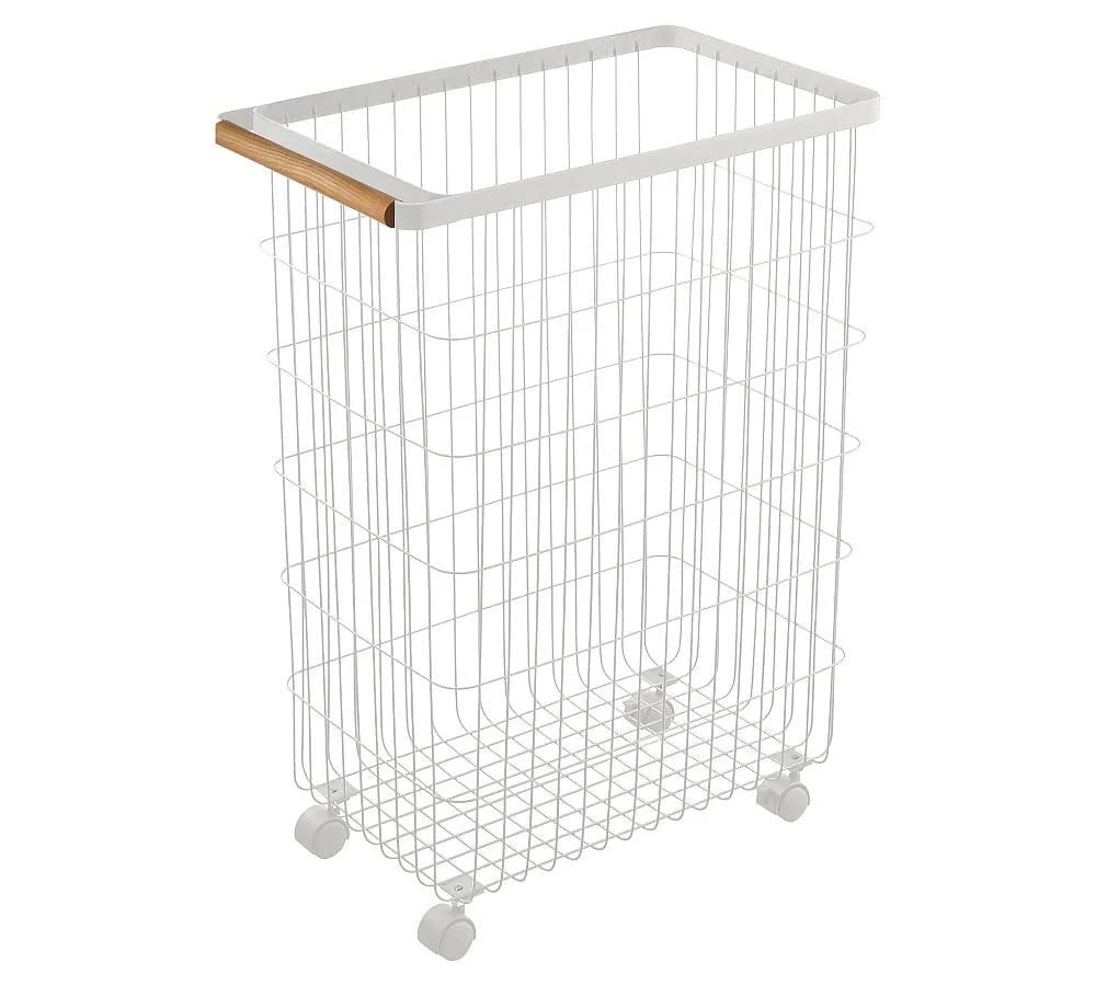 Slim Rolling Laundry Basket, White R120