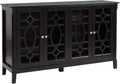 Espresso Wood Sideboard Buffet Cabinet with 4 Glass Doors F39688
