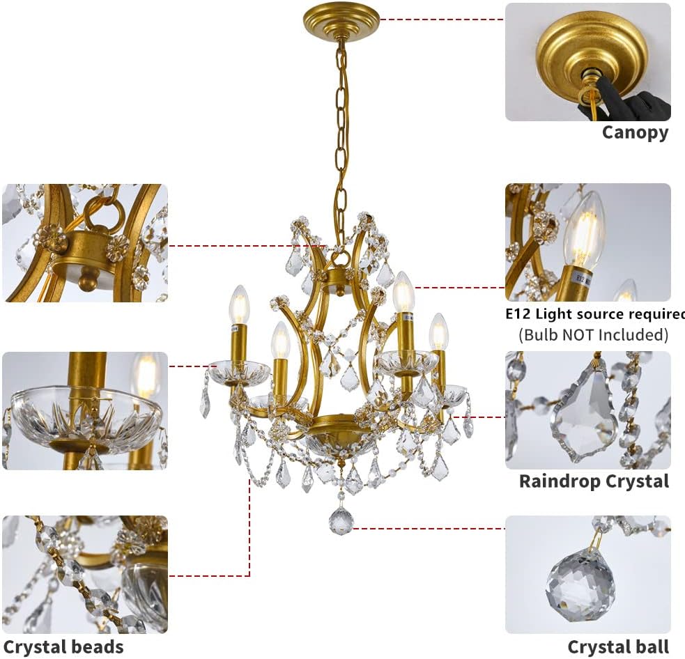 4-Light Gold Crystal Chandelier H84959