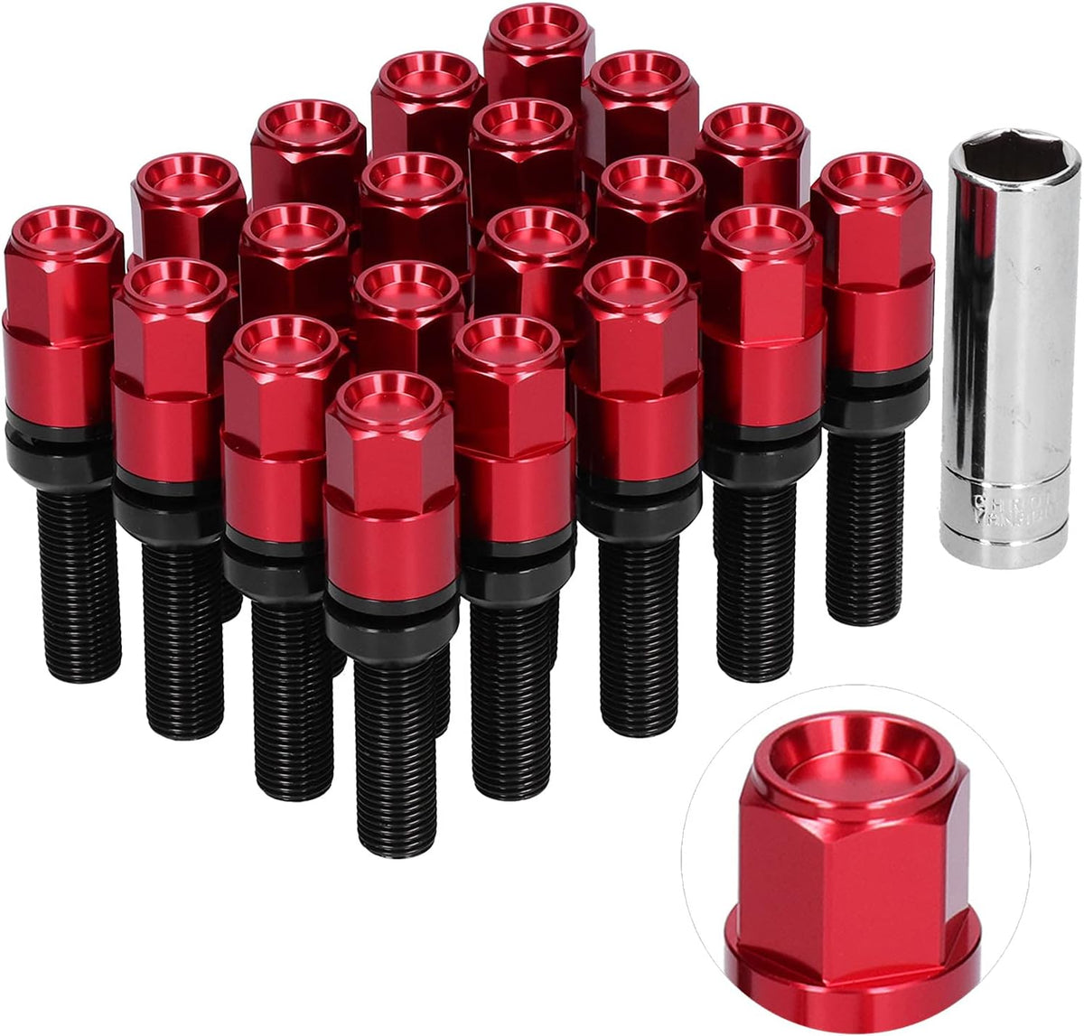 21pcs 42mm Extended Lug Bolt Kit M14x1.5 Ball Seat S757142