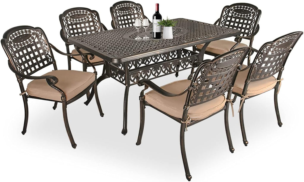 5-Piece Cast Aluminum Patio Dining Set with Square Table and 4 Chairs A571