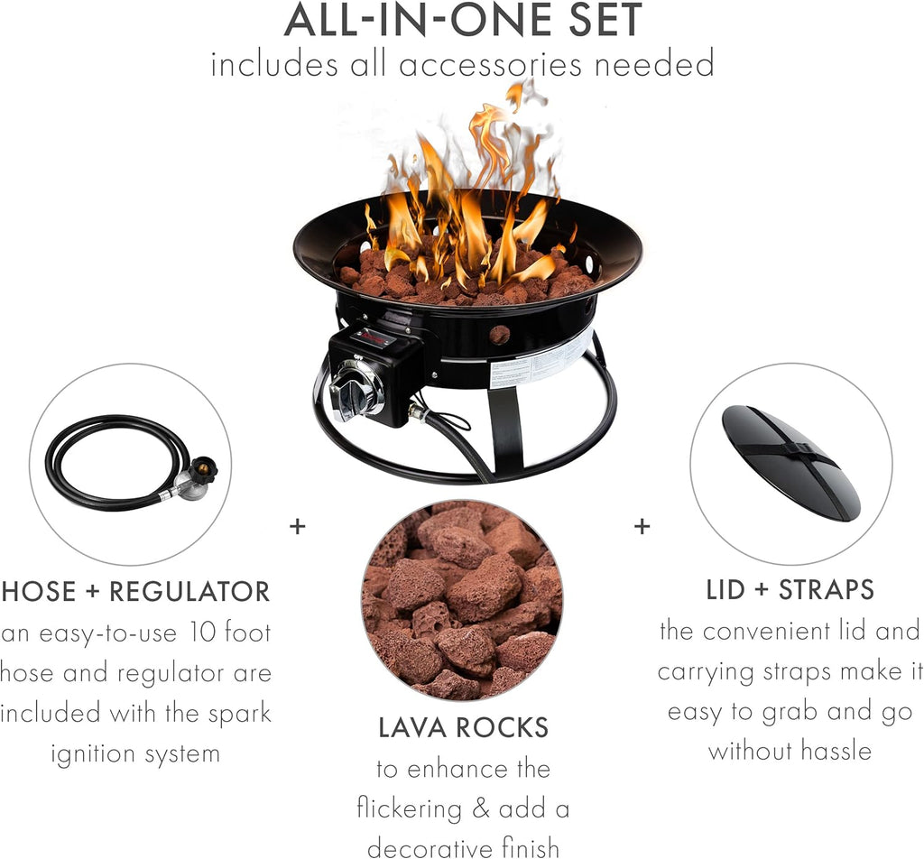 Portable Propane Fire Pit with Carrying Strap, 52,000 Btu V4358