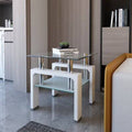 Glass Top End Table with Storage White X504