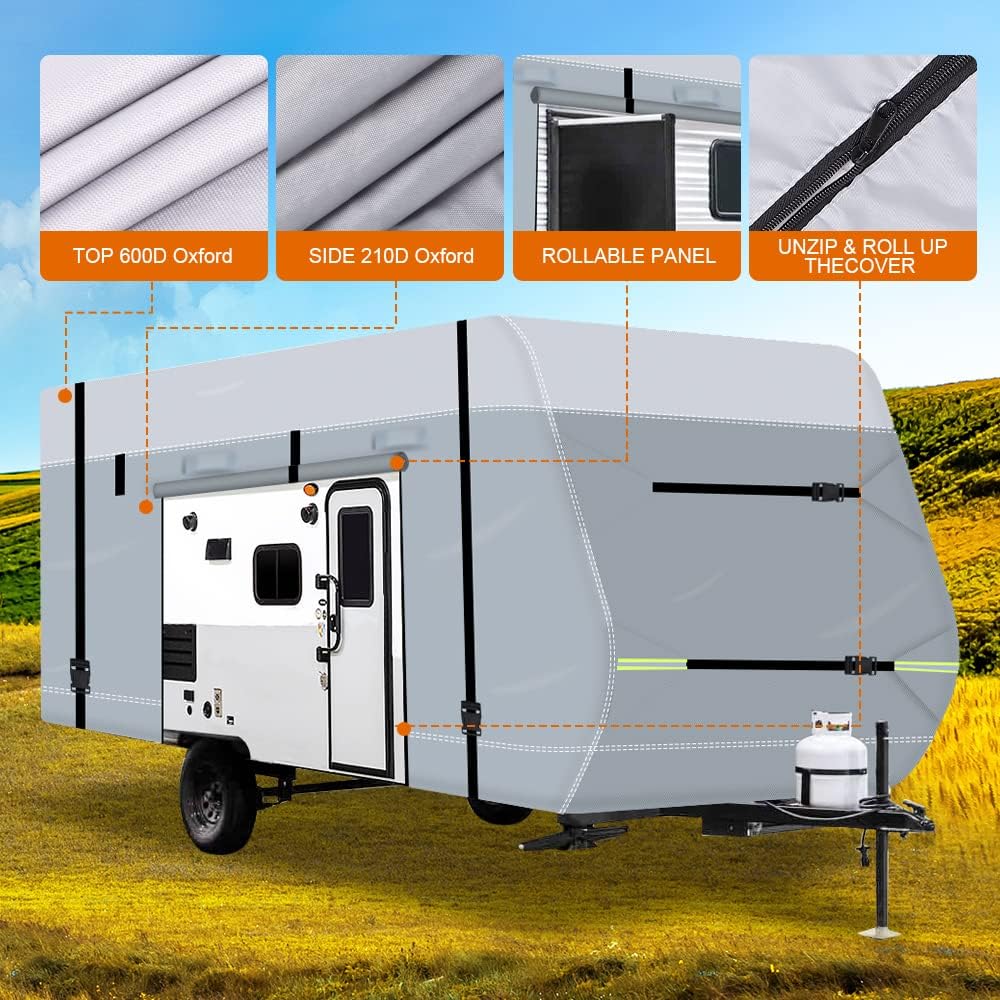 600D Waterproof Oxford Travel Trailer RV Cover 28'7''-31'6'' with Tire Cover G8806