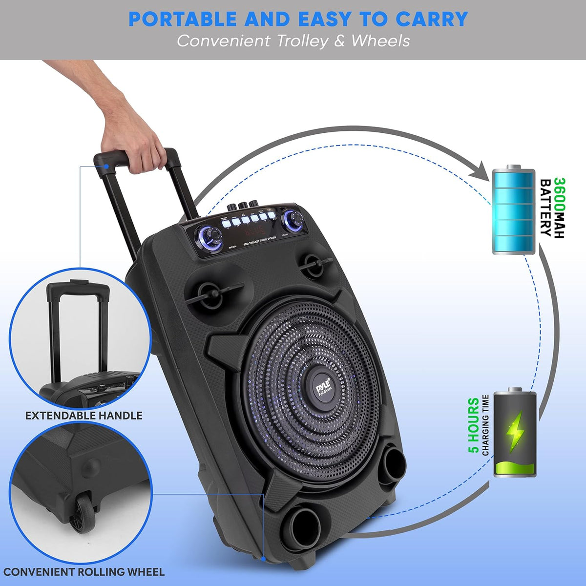 800W 12” Portable Bluetooth PA Speaker System K5849