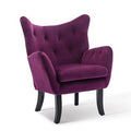 Purple Velvet Tufted Button Wingback Accent Armchair D923698