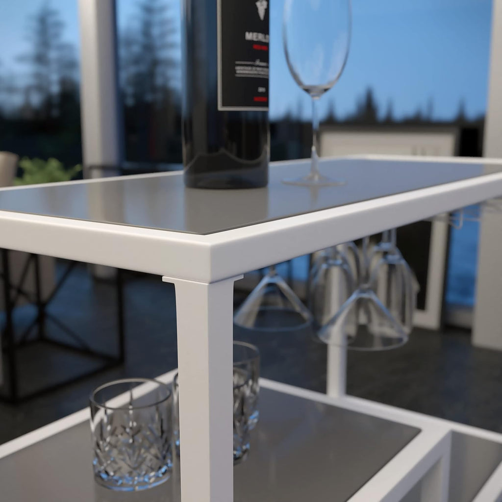 White Bar Cart with Wheels C52594