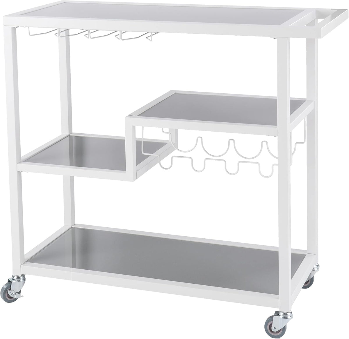 White Bar Cart with Wheels C52594
