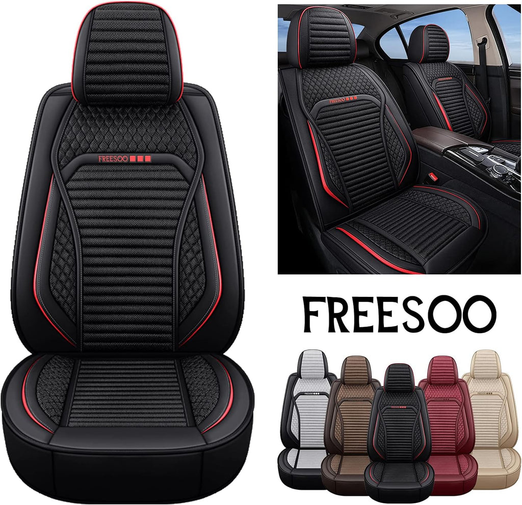Beige Leather Linen Full Set Car Seat Covers C15451