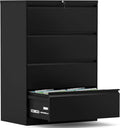 Black 4 Drawer Steel Filing Cabinet with Lock O230