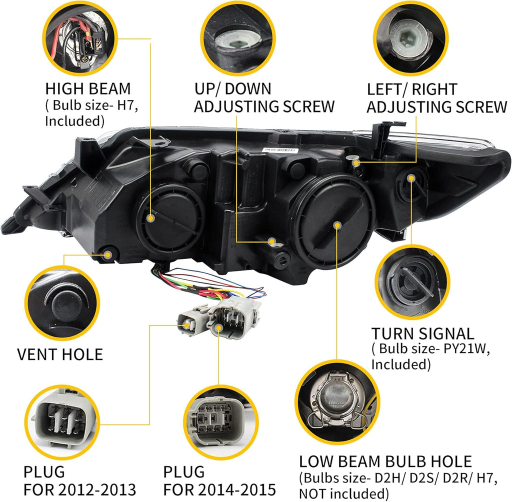 LED Projector Headlights with LED DRL & Halogen High Beam D66919