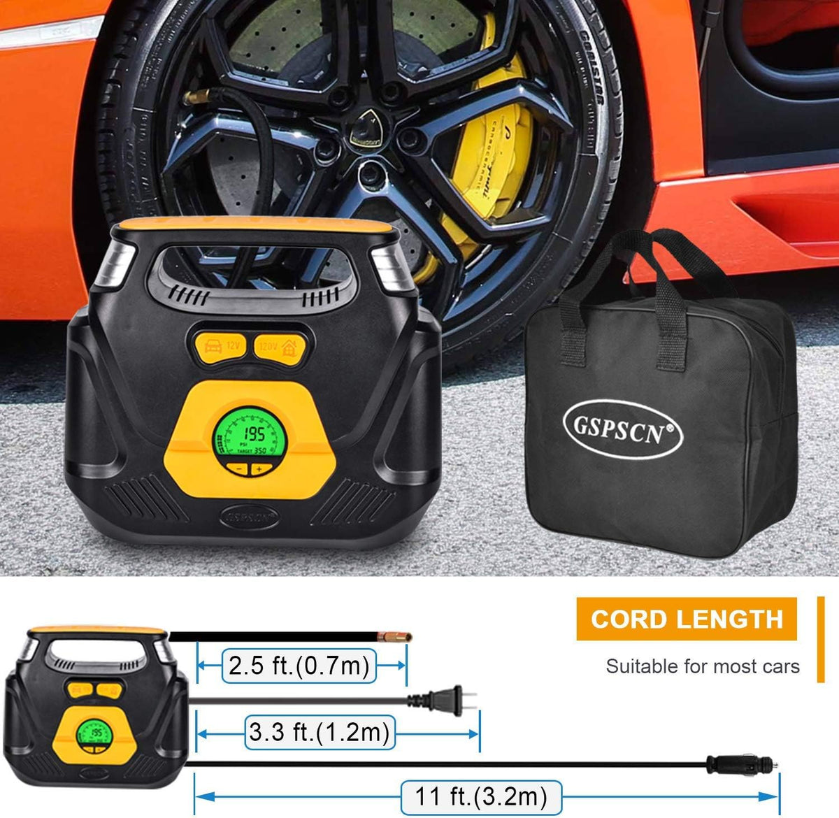 Portable AC/DC Digital Air Compressor Tire Inflator R7984