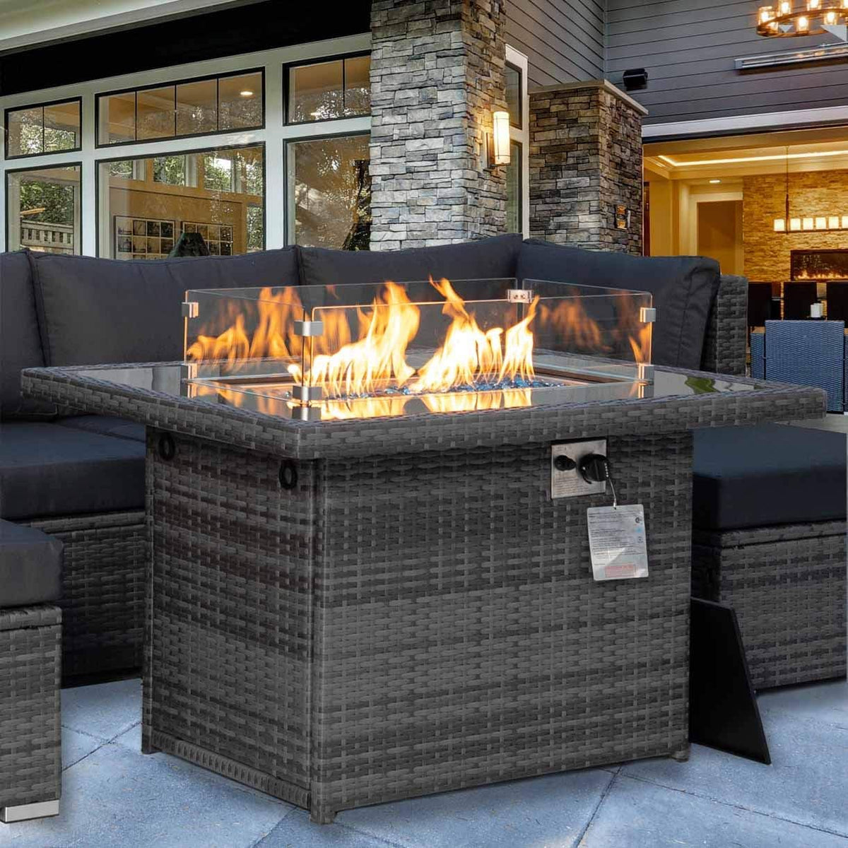 43 Fireplace Table 55,000 BTU Stainless Steel Propane Fire Pit Q570