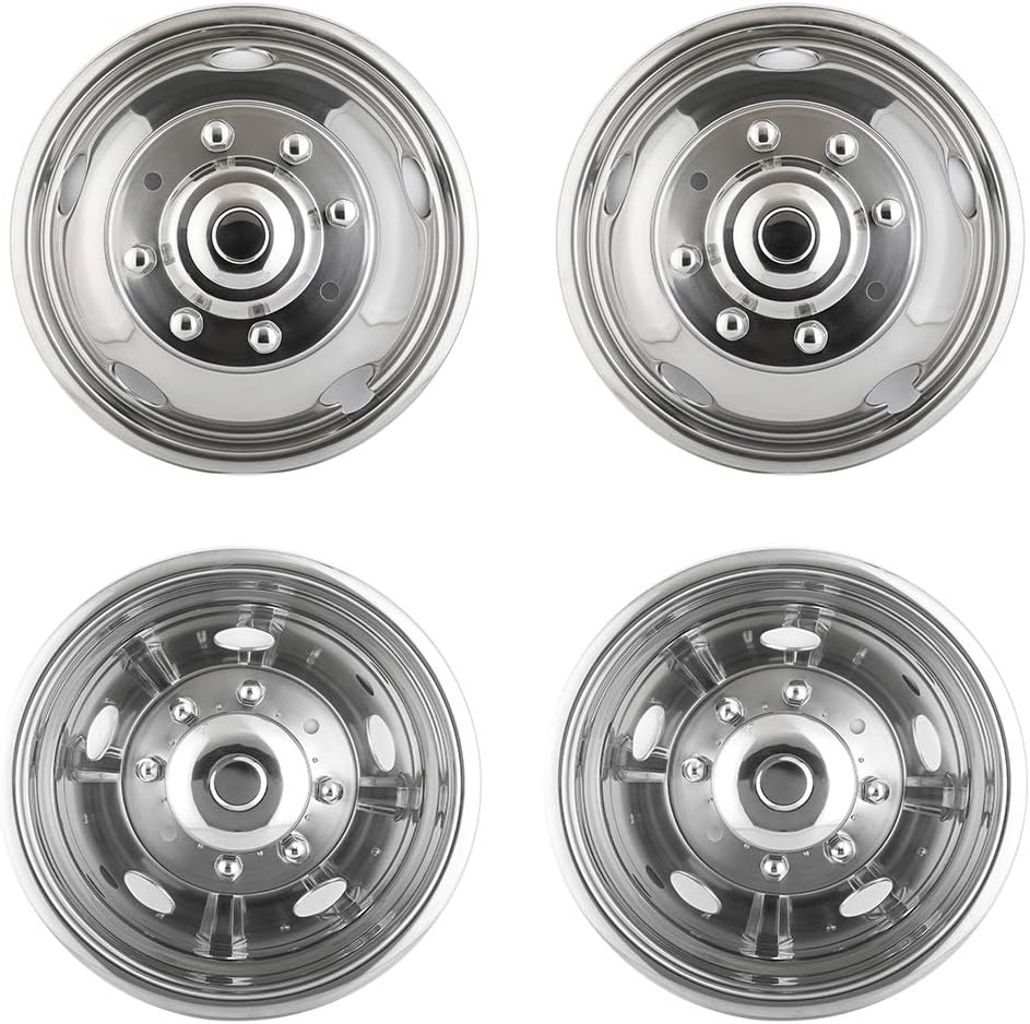 4pc 19.5inch Polished Stainless Steel Dually Wheel Simulators K93956