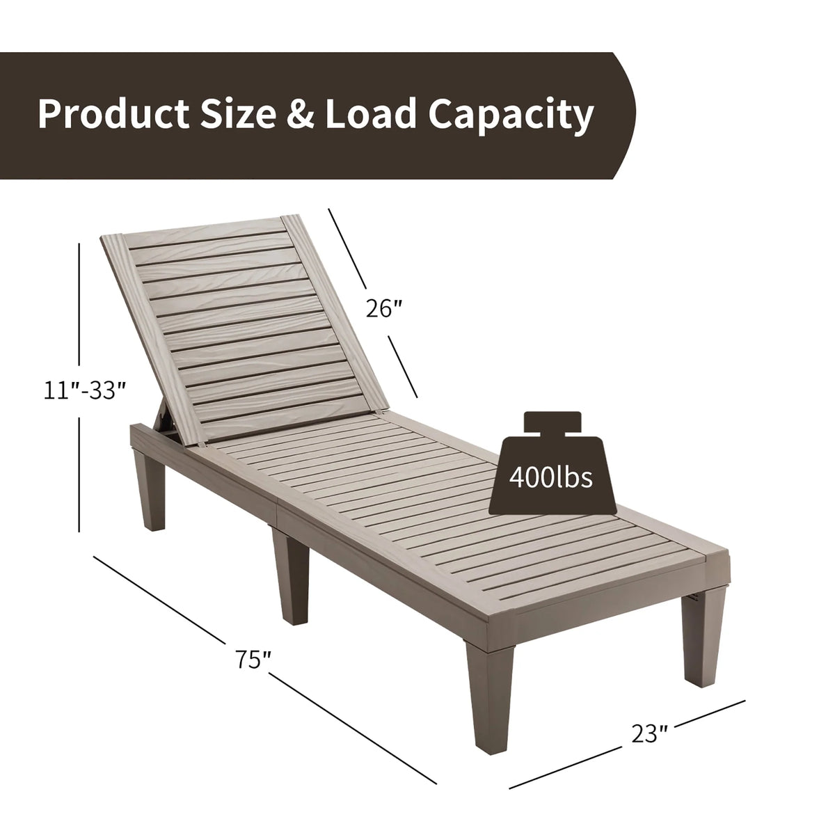 Adjustable Black Patio Lounge Chair U43454