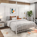 Metal Canopy Bed Frame with Headboard & Footboard Full Black J4041