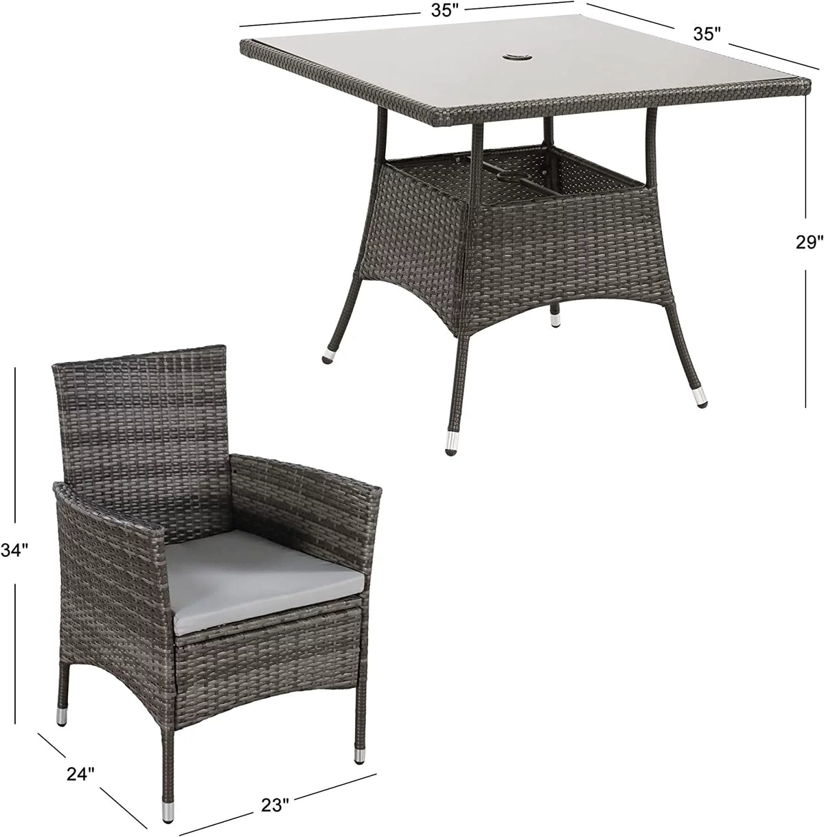 5 Piece Outdoor Wicker Patio Dining Set B146