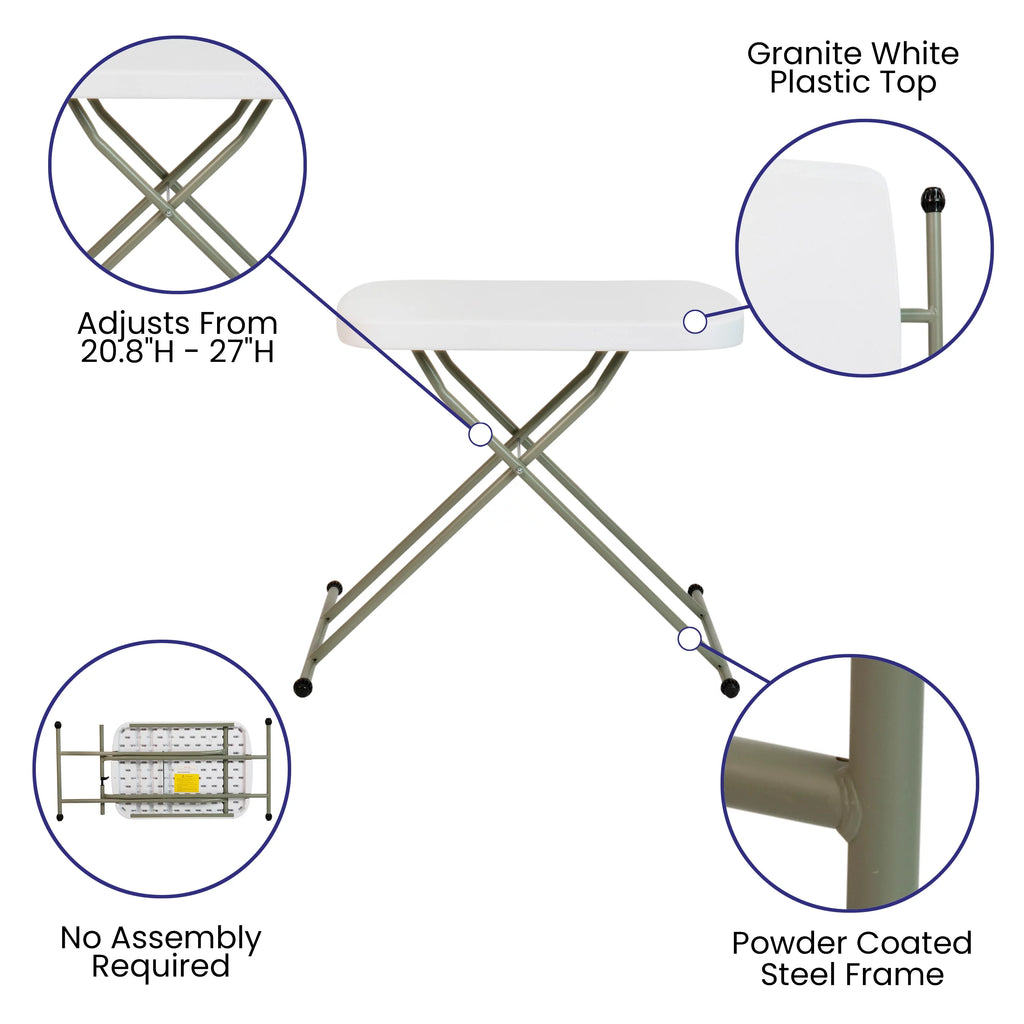 26 Inch Granite White Plastic Folding Table O625944
